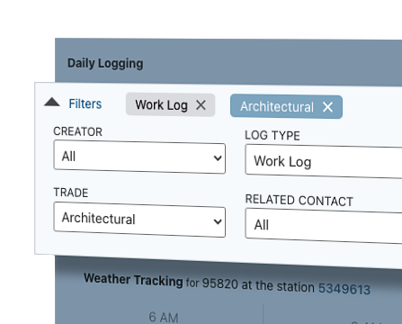Easily sort through construction daily reports with flexible filters in ConstructionOnline
